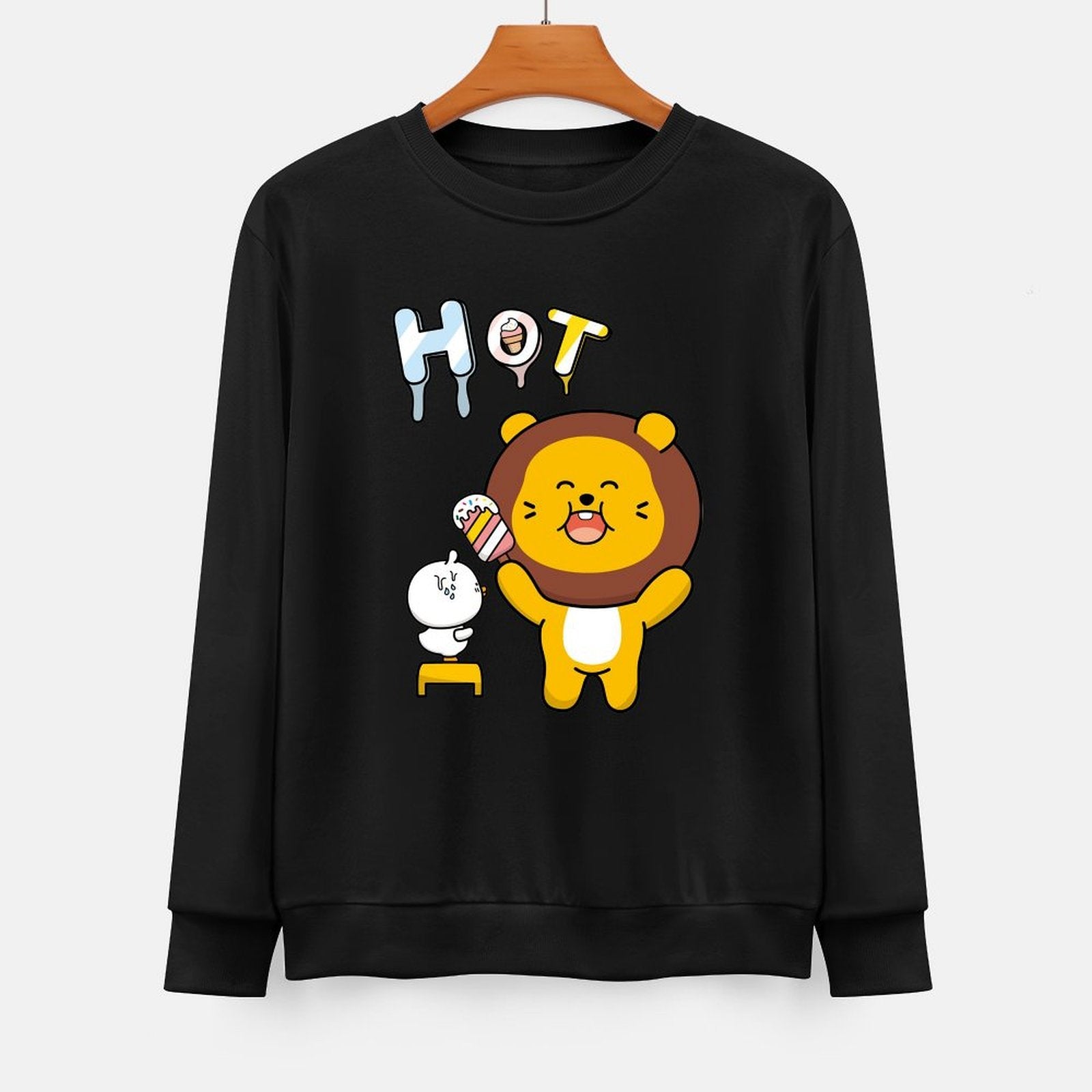 Front Patterned Long Sleeve TopIndoor Colorfast